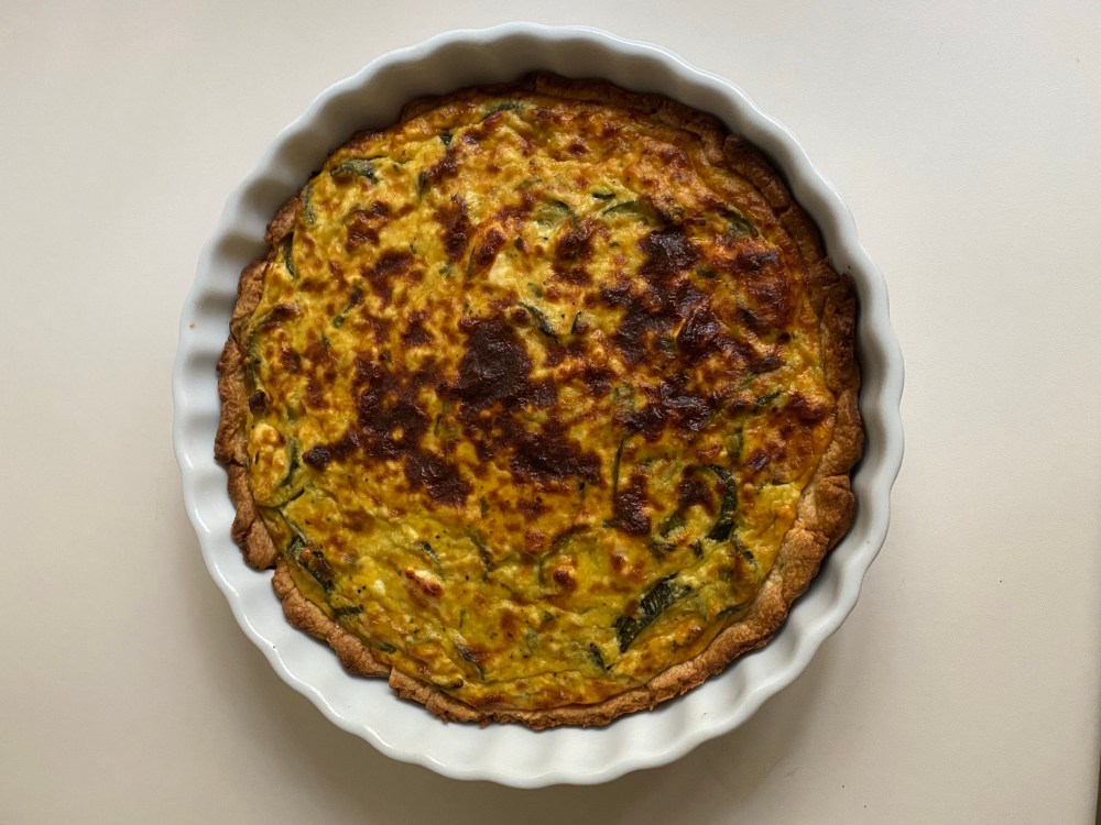 Τάρτα με κολοκυθάκια και μανούρι, κρεμώδης και βουτυρένια